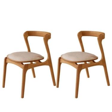 Imagem de Conjunto Com 2 Cadeiras Madeira Solaris Moderna Mobilia Brisa/ Imbuia 