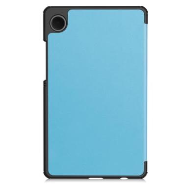 Imagem de Compatível com Samsung Galaxy Tab A9 Case SM-X110 8,7 polegadas Case Tri-Fold Smart Tablet Case, Capa protetora leve Hard PC Back Shell Slim Case Multi-View Angles, Auto Wake Sleep(Sky Blue)
