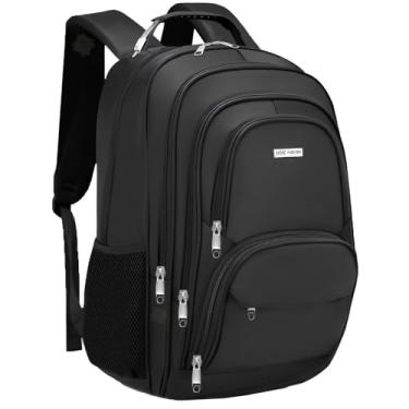 Imagem de Mochila Bolsa Masculina Feminina Semi Impermeavel Cabo de Aço Notebook Escolar Faculdade Viagem Saída usb/fone (PRETO)
