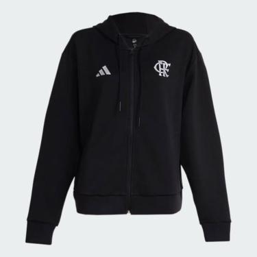Imagem de Jaqueta Hino Anthem Flamengo Adidas Feminina Preta IT3820 Cor:;Tamanho:G;Gênero:Mulher-Feminino