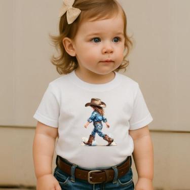 Imagem de Camiseta Infantil Blusa Feminina Estampa Menina Country 030 Modinha Ki