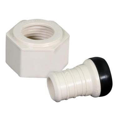 Imagem de Supply Giant QQDB0012 Adaptador giratório de liga de poliéster branco sem chumbo com rosca Pex para fêmea NPT, 1/2 x 1/2