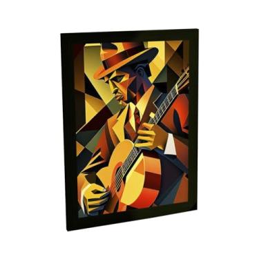 Imagem de Quadro Decorativo Violão Blues Ilustração Retro Poligonal Decoração Poster Quarto Sala