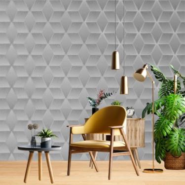 Imagem de Papel de Parede PREMIUM Geométrico Acinzentado 5 metros = 1 Rolo de 5m X 45cm Autocolante Sala Quarto Escritório