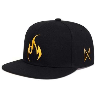 Imagem de Boné De Beisebol De Algodão Ajustável Unissex Chama Bordado Snapback H