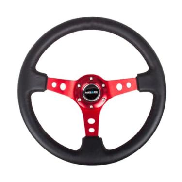 Imagem de NRG Innovations RST-006RD Reinforced Steering Wheel (350mm Sport Steering Wheel (3" Deep) - Red Spokewith Round holes/Black Leather)