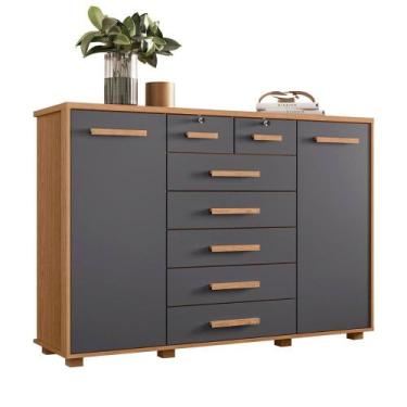 Imagem de Cômoda Quarto Fontana com 7 Gavetas e 2 Portas Nature/Titanium - Albat
