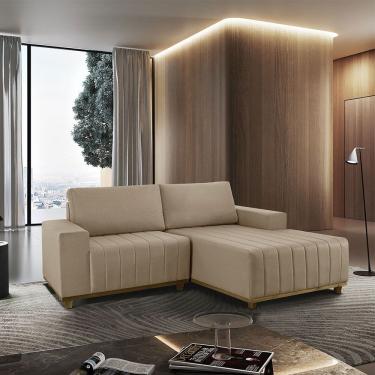 Imagem de Sofá Fixo Com Chaise 2M Boreal Linho Com Molas Lado Direito Meu Sofá Online