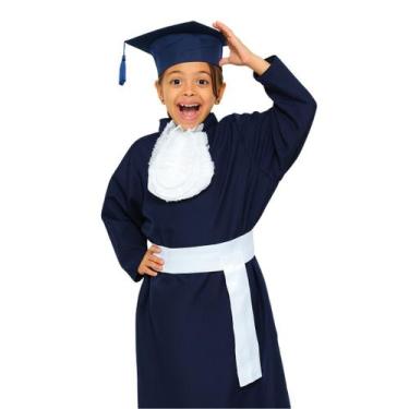 Imagem de Beca de Formatura Infantil Faixa Branca - debora becas, Preto, M