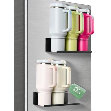 Imagem de POLRAI Pacote com 2 organizadores de garrafas de água para Stanley Organizador de copos Stanley de metal Stanley de 30 e 1,134 g com fita magnética e dupla face, acessórios para copos Stanley para