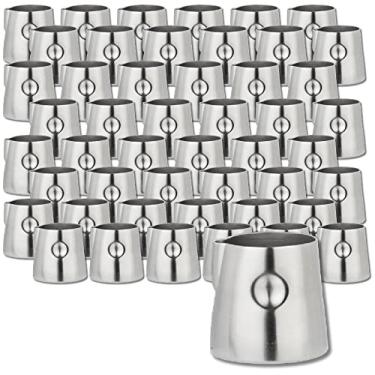 Imagem de Steelite International 7600CV028 Cremes de aço inoxidável, recipiente para servir café Expresso para creme ou leite, dispensador de espuma de metal com acabamento acetinado, 156 g, 48 peças