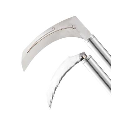 Imagem de TANGZHIFEIYUE Ferramenta de jardim de foice, ferramenta de remoção de ervas daninhas ajustável com alça (43,4 cm - 122 cm) e 2 lâminas de aço inoxidável para ervas daninhas, grama, plantas aquáticas