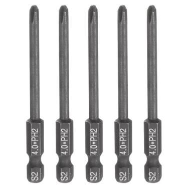 Imagem de HARFINGTON 5 peças de chave de fenda Phillips número 2 PH2 1/10.2 cm, haste sextavada, 75 mm de comprimento, haste de 0,4 cm, brocas magnéticas, chave de fenda S2 de aço, ferramenta elétrica, preta