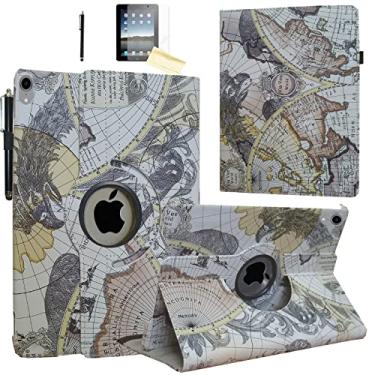 Imagem de JYtrend Capa para iPad 10ª geração 2022, 10,9 polegadas, suporte giratório, inteligente, capa magnética para despertar/hibernar automática para modelo A2696 A2757 A2777 MPQ03LL/A MPQ23LL/A MQ6L3LL/A MQ6V3LL/A (Mapa)