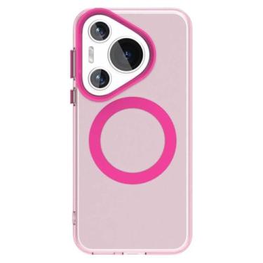 Imagem de LTLMYDAM Capa fina para Huawei Pura 70 Ultra/70 Pro/70 Pro+/70, capa de telefone transparente com sucção magnética, fosco antiamarelamento, proteção contra quedas, rosa, 70 Pro