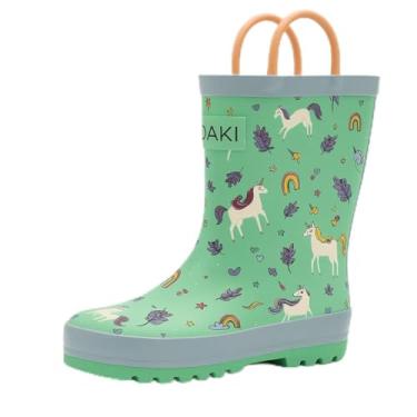 Imagem de Botas de chuva de borracha impermeáveis infantis Oaki com alças fáceis de colocar, Snooty Unicorn, 4 Big Kid