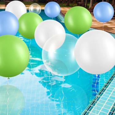Imagem de Gejoy 24 balões gigantes de piscina 91/61/45 cm, grandes balões de látex grandes a granel com fita para decoração de piscina, guirlanda, arco de casamento, aniversário, suprimento, precisa ser