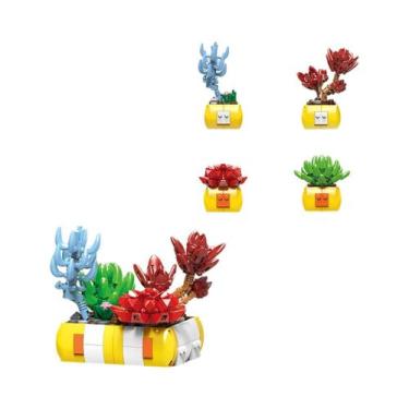 Imagem de Crianças DIY Simulação Suculentas Bonsai Cacto Aloe Vera Blocos De Con