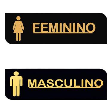 Imagem de Kit 2 Placas Acrílicas Sinalizadoras Banheiro Feminino e Masculino - V