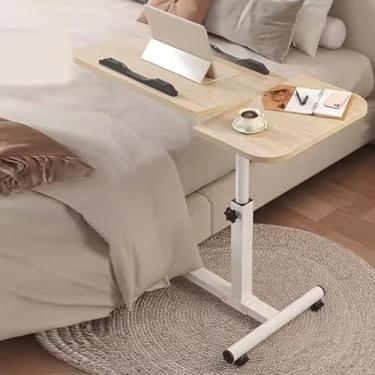Imagem de Mesa Portátil, Mesa Dobrável, Mesa Rolante Altura Ajustável, Área De Trabalho Rotativa De 270 Graus, Para Casa, Escritório, Sala De Aula Médica E Escolar, Wood Grain Color