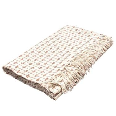 Imagem de Manta Para Sofá King Gigante 3,00 x 1,80 100% Algodão Protetor Decoração(King Pontilhada Cru e Bege)