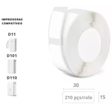 Imagem de 1- ROLO DE ETIQUETA NIIMBOT 15x30 COR: BRANCO - 210 ETIQUETAS PARA IMPRESSORAS D11/D101/D110