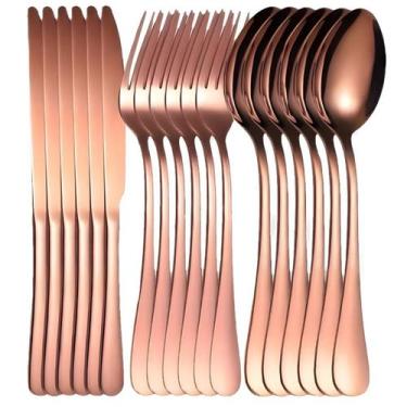 Imagem de Kit Talheres 18pçs P/6 Pessoas Colher Garfo Faca Rose Inox - Gici Casa