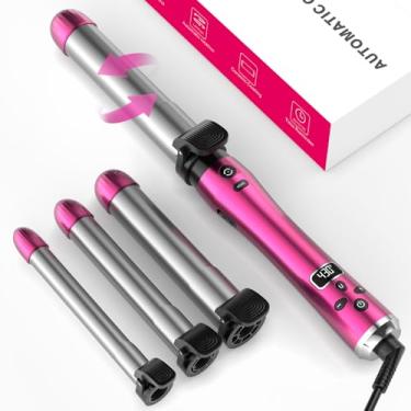 Imagem de Conjunto de modelador de cachos automático 360° - modelador de cabelo de cerâmica 3 em 1 0,75, 1, 1 1,25 polegadas, varinha de cachos iônica profissional para viagens, aquecimento rápido 8s, 5