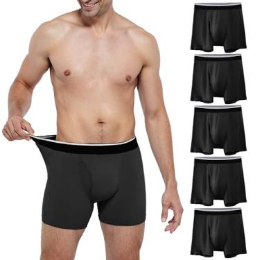 Imagem de TIICHOO Cueca boxer masculina para incontinência, lavável, macia, à prova de vazamento, proteção contra vazamento de urina, pacote com 5 (grande, 5 preto)