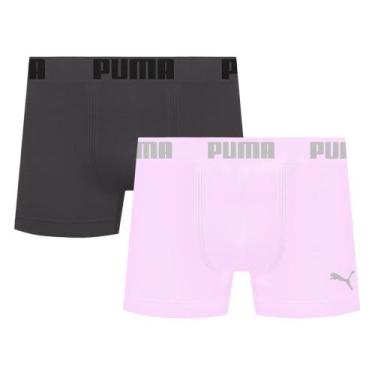 Imagem de Kit 2 Cuecas Puma Boxer Sem Costura Masculina, Grafite, Rosa, EG