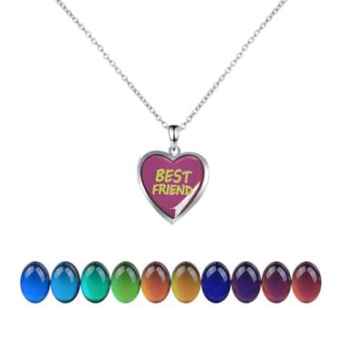 Imagem de AINILOVE Colar com sensor de temperatura que muda de cor, amor, coração, borboleta, golfinho, lua, estrela, humor para mulheres, anel de pedras preciosas, presentes de festa de aniversário, Adjustable