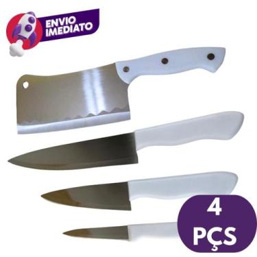 Imagem de Kit 04 Pç Cutelo Machadinha Inox 6 Polegada Corta Osso Carne E Jogo 03