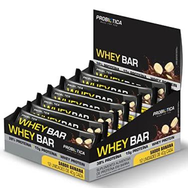 Imagem de Whey Bar Low Carb (480G) Caixa 12 Unidades - Sabor Banana, Probiótica