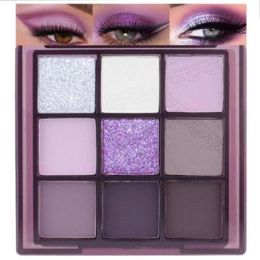 Imagem de Paleta de sombras SUAKE 9 cores: roxo, prata, branco, bronzeado