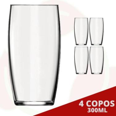 Imagem de Kit com 4 Copos Oca 300ML Transparente Água Suco Drinks - NADIR FIGUER