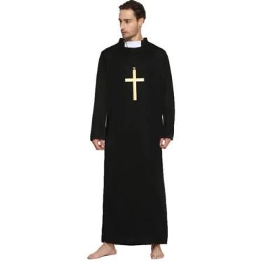 Imagem de Fantasia Roupa Padre Adulto Festa Junina Halloween  Com Crucifixo - MH