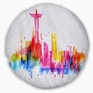 Imagem de Designart Rio de Janeiro, paisagem urbana, sala de estar, sofá, almofada de alta qualidade + capa de almofada impressa em ambos os lados 40 cm