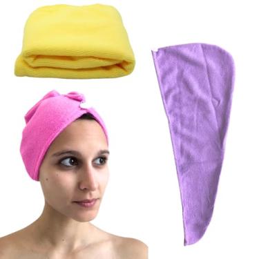 Imagem de Touca Turbante Toalha de Secar Cabelo com Botão Antialérgico - Cor Sortida