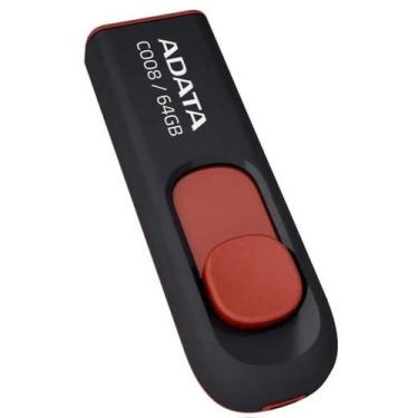 Imagem de Pen drive adata c008 64gb usb 2.0 preto e vermelho - ac008-64g-rkd