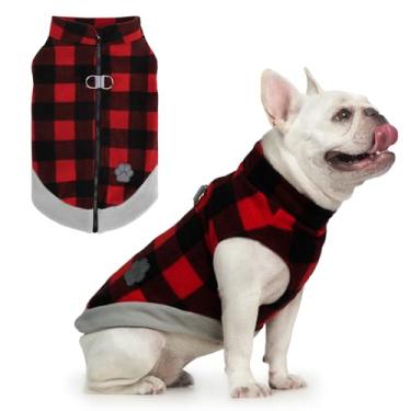 Imagem de Mihachi Colete de lã para cães, suéter quente com zíper, jaqueta para cachorro com coleira dupla em D, casaco refletivo de inverno para clima frio, roupas com capuz para cães pequenos, médios