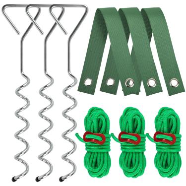Imagem de 3 kits de estacas de árvores, suporte de árvore resistente para árvore inclinada, suporte de estacas de metal para jardim ao ar livre, suporte para árvores jovens, alisamento, protege as árvores de