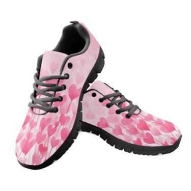 Imagem de Bigcardesigns Tênis esportivo feminino, leve, moderno, para corrida, corrida, design floral colorido, Balão rosa Valentine, 38