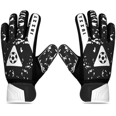 Imagem de Jazzy Sports Luvas de goleiro para jovens, luvas de goleiro infantil com proteção dupla de pulso, material de látex antiderrapante, luvas de goleiro de futebol adulto (preto, tamanho 2, adequado para