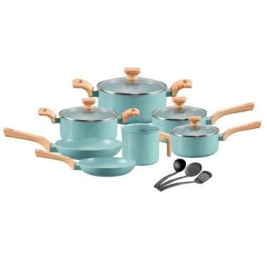 Imagem de Jogo de Panelas Com 10 Peças Mimo Style Pratic Cook Verde Ag