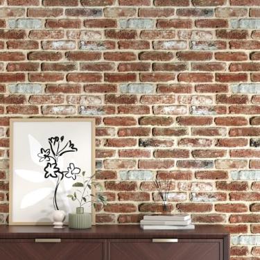 Imagem de Papel de parede Red Brick Peel and Stick 43 cm × 993 cm papel de parede autoadesivo para quarto, papel de parede para móveis, papel de contato de tijolo