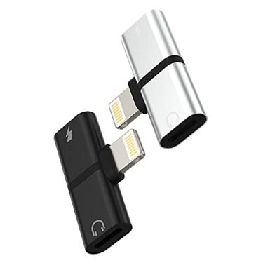 Imagem de Adaptador divisor de fone de ouvido para iPhone (pacote com 2) Adaptador de carregamento auxiliar 2 em 1 com conector Lightning duplo para Apple MFI certificado áudio carregador cabo conversor para 14