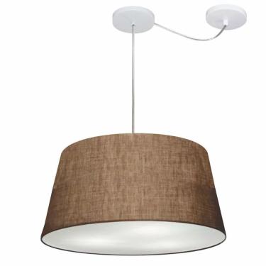 Imagem de Lustre Pendente Cone Com Desvio De Centro Vivare Md-4282 Cúpula Em Tecido 40x50cm - Biv...
