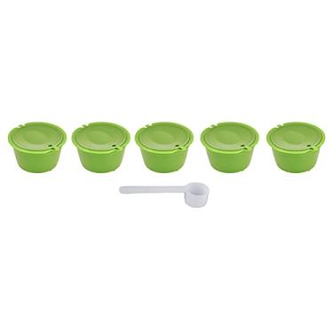 Imagem de Copos de Cápsulas de café Reutilizáveis ​​de 50ml para Máquina de café, Conjunto de 5 Com Colher, Adequados para Melodia, Genio, Mini Me, Esperta e Circolo (Grama Verde)