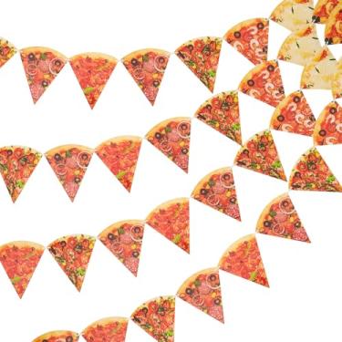Imagem de Faixa de fotos de pizza de 4 peças decoração tema de festa de pizza para festa de aniversário tema de pizza suprimento de festa de chá de bebê, pré-montado