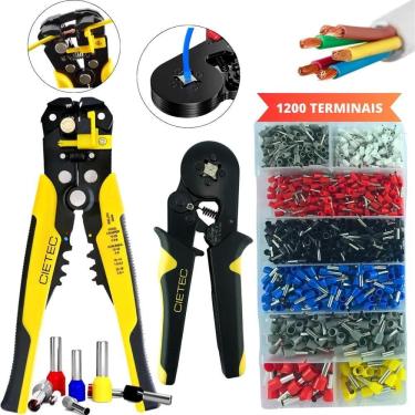 Imagem de 2X Kit Alicate Crimpar Descascador 1200 Terminais Ilhós Tubu